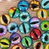 Yeux de Poupée TEHAUX, Lot de 50 Pièces, Diamètre 12mm, Motifs d'Yeux en Verre pour Yeux de Chat, Dinosaure et Animaux, Pièces d'Accessoires Faits Main, Décorations DIY, Poupée