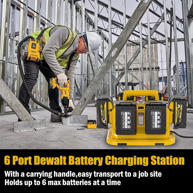 6-Ports for Dewalt Battery Charger, 20V/60V Simultaneous Charging ,Compatible with DCB200,DCB203,DCB204,Rapid Charger Station