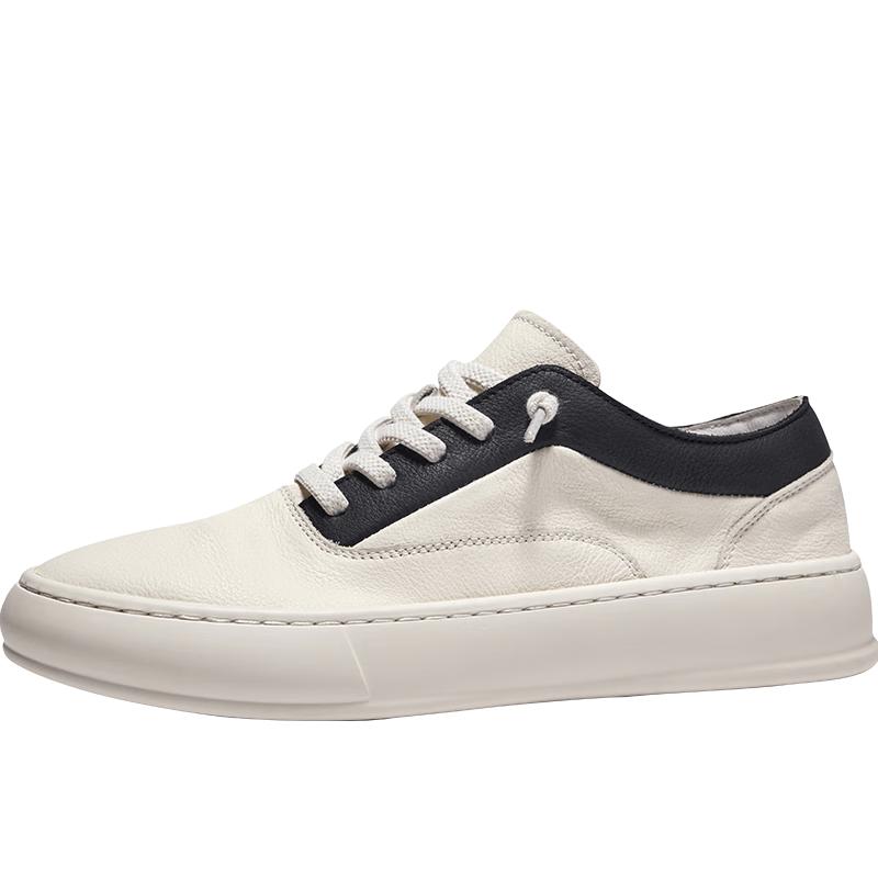 HAUT TON Men s White Leather Slip-On Casual Shoes EU 40