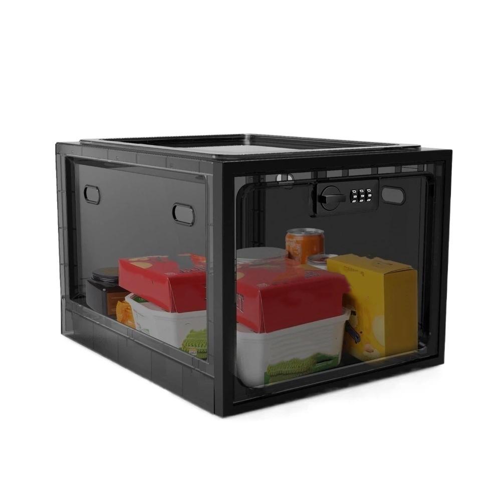 Large Capacity Clear Locking Box Transparent Combination Lock Box  Fridge Organization