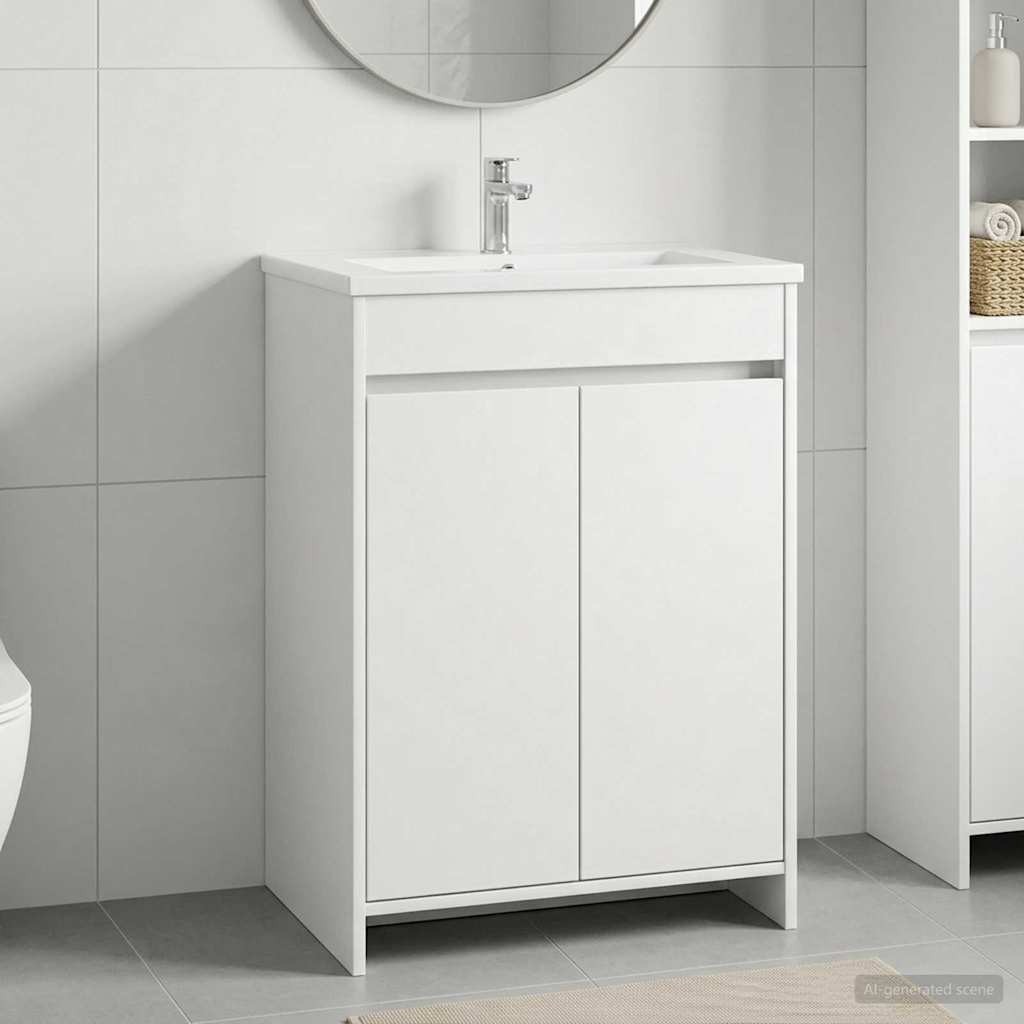 Mobile da Bagno Bianco 56 x 37,5 x 81 cm Legno Ingegnerizzato