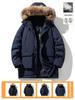 Men's Mid-Length Down Jacket with Fur Collar - New Winter Style Workwear Parka Coat, Thick and Warm with White Duck Down