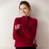 Women's High Neck Half-Zip Cashmere Sweater - 2025 Autumn/Winter Korean Style Jacquard Knit Warm Base Layer