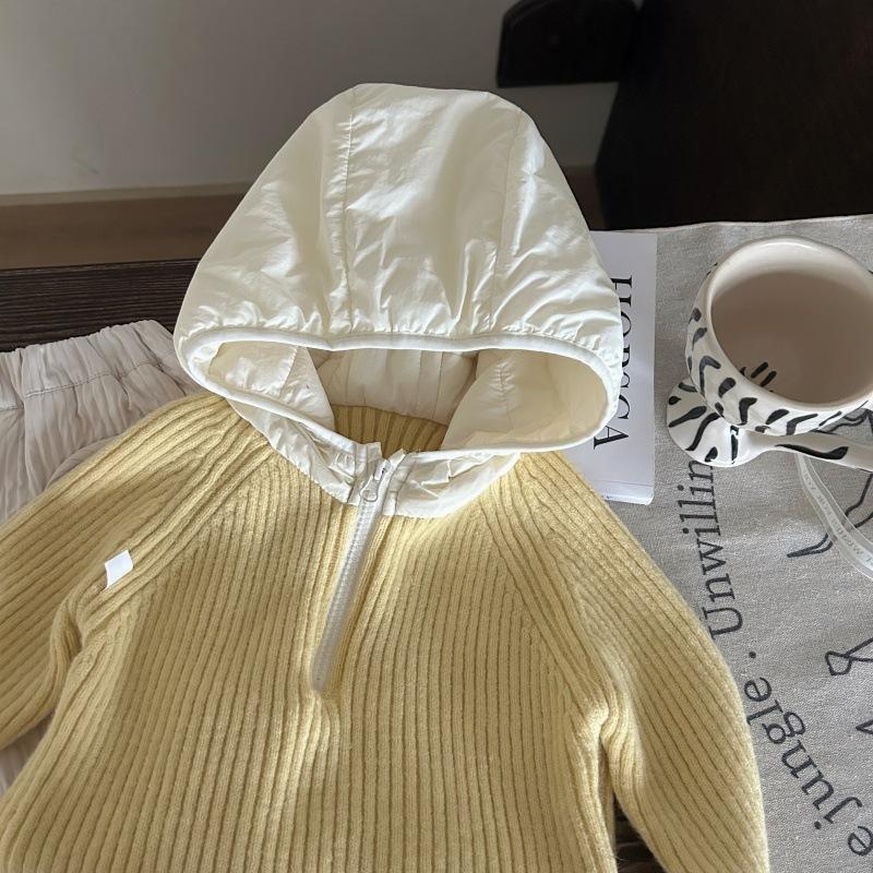 Koreanische Kinderkleidung Winter Mädchen Strick Kapuzenpullover Kinder Plüsch Warme Hose Kinder Anzüge