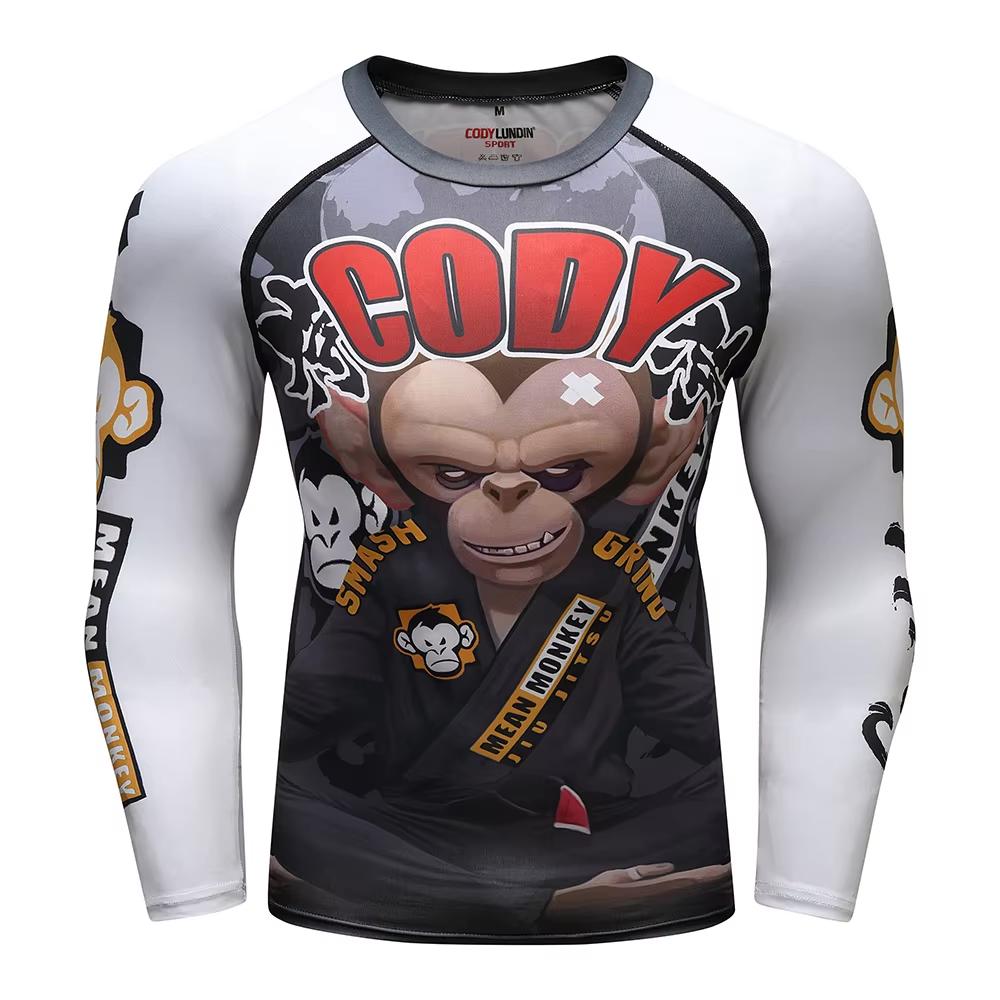 Fight Workout Mma Men'S Long Sleeve MMA Compression T-Shirt Men Boxing Rashguard Blank Bjj Rash Guard Sportswear Tees