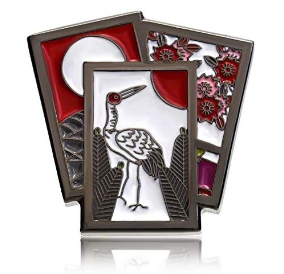 Значок-булавка Ханафуда Don Flyee, Японский дизайн, Традиционные японские мотивы, Журавль, Полная луна, Цветы сакуры, Застежка-бабочка, Сплав, Подарок,