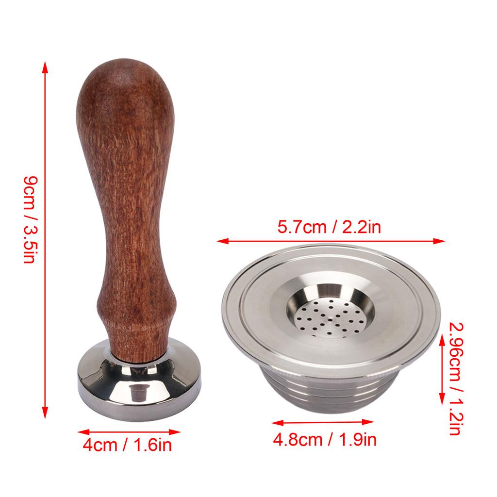 Reusable Coffee Pod 230ml Refillable Stainless Steel Coffee Capsule with Coffee Tamper Spoon Brush Sealing Rings for POP NEXT