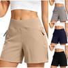 Hohe Taille Yoga-Shorts für Damen mit Reißverschlusstaschen Dehnbar Athletische Workout-Shorts Weicher Stoff Bequeme Passform