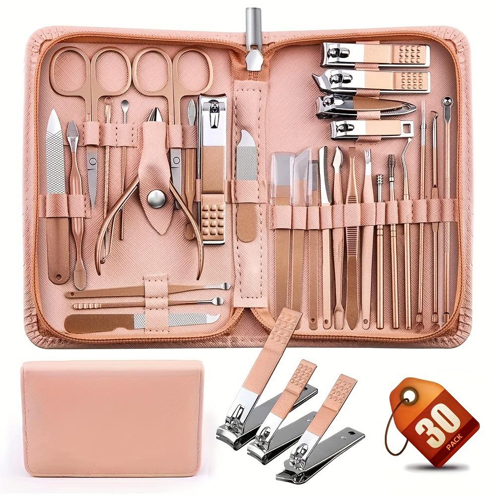 

30-Piece Stainless Steel Nail Care Set with Zipper Bag