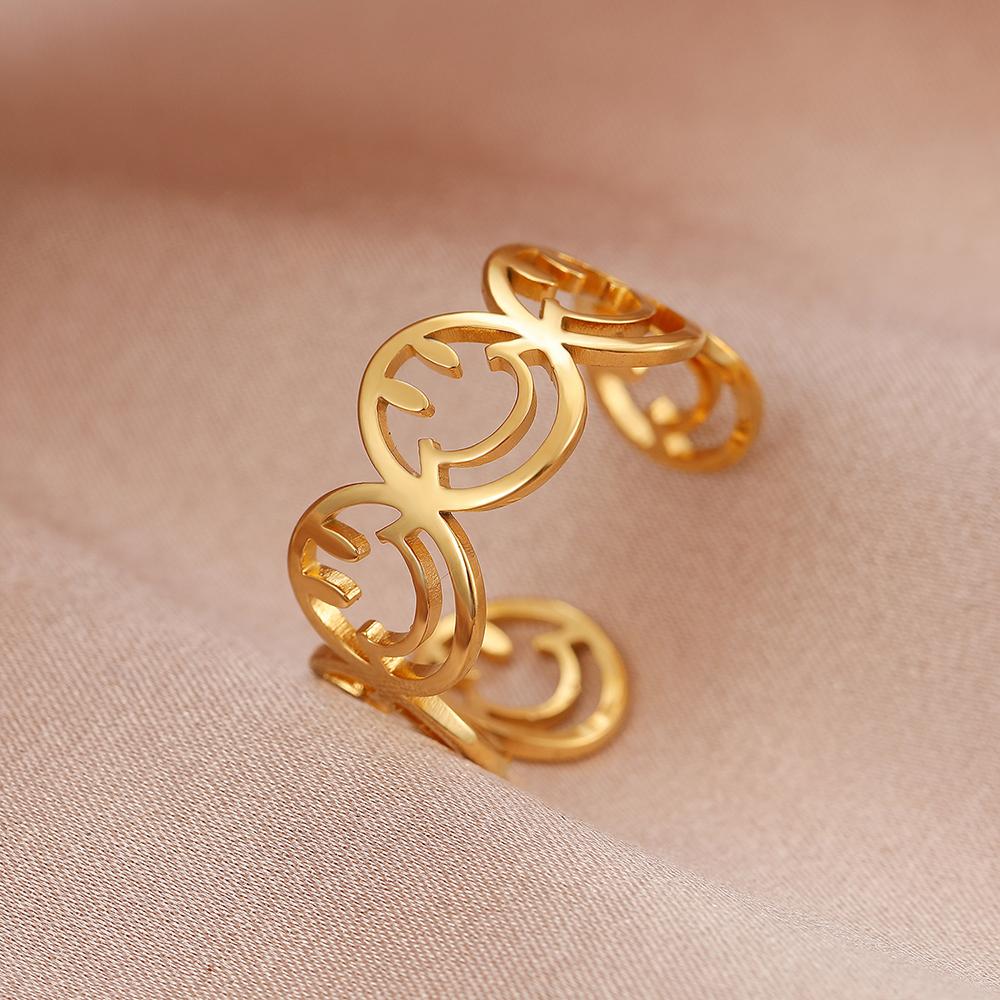 Stainless Steel Ring Vintage Daisies Flowers Open Fashion Ladies Couple Adjustable Rings For Women Zircon Aesthetic Girls Gifts