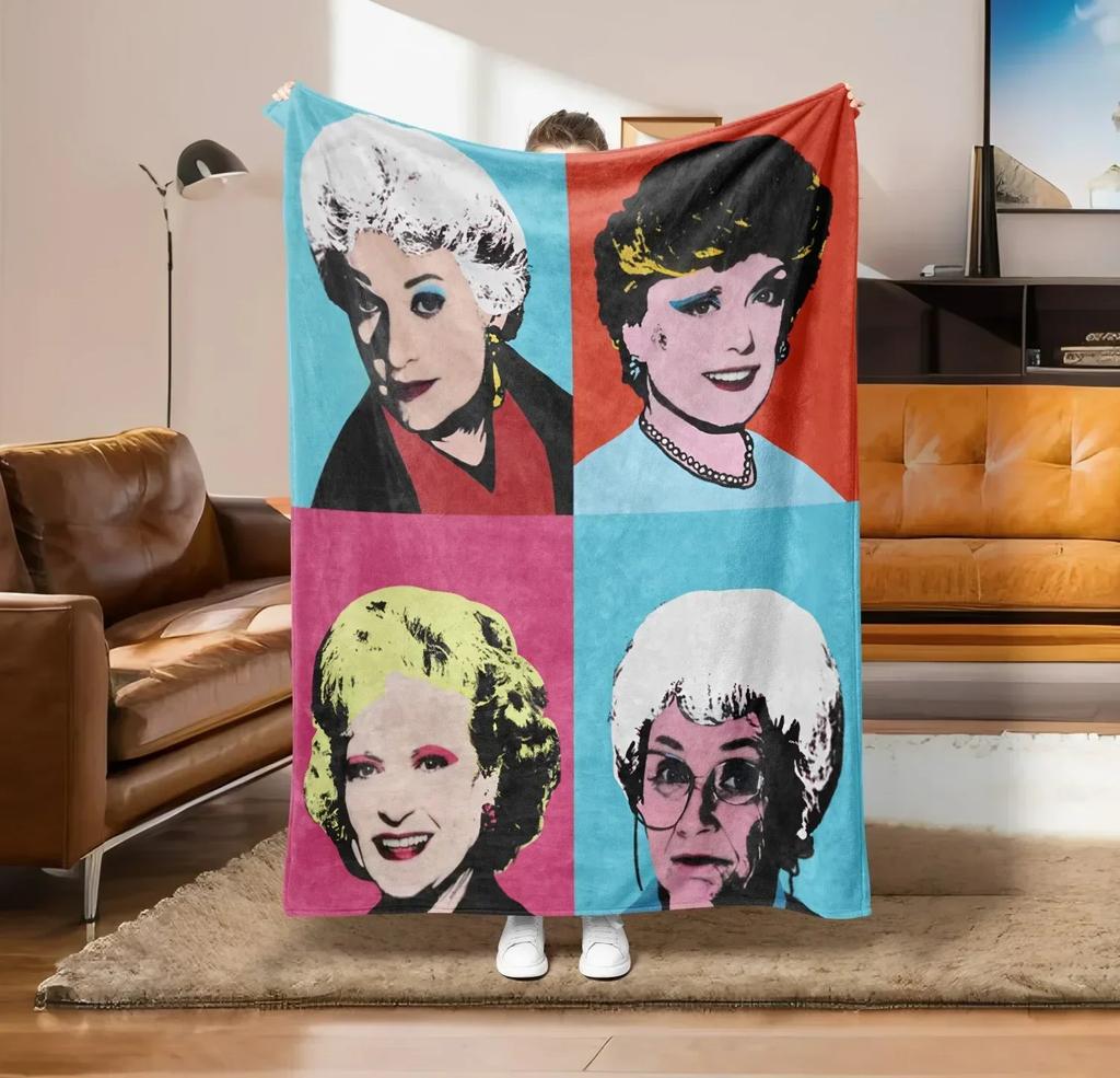 Abstract Art Design Flannel Throw Blanket Soft Warm Thin Blankets for Sofa Bed Car Camping Pop Art Style