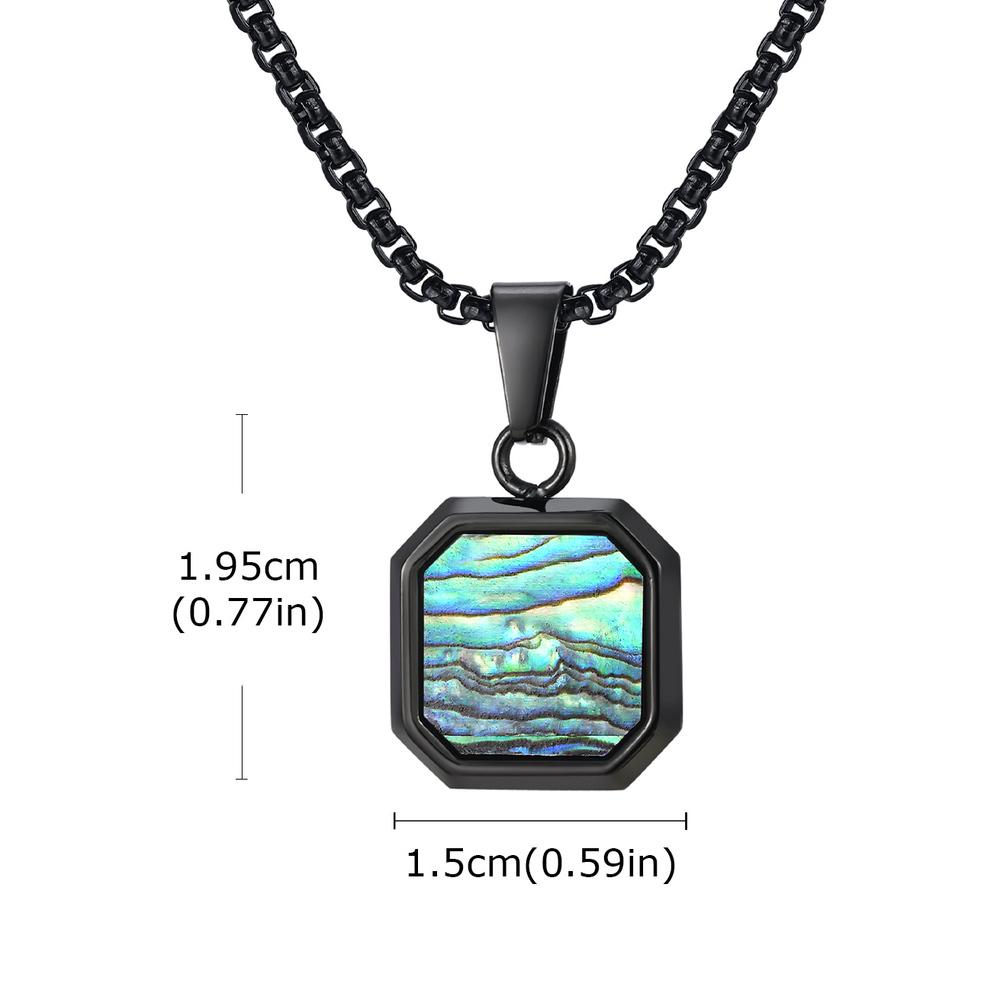 Vnox Stainless Steel Square Pendant Necklace for Men Women, Tiger Eye Turquoise Natural Stone Pendant Box Chain Jewelry Gifts