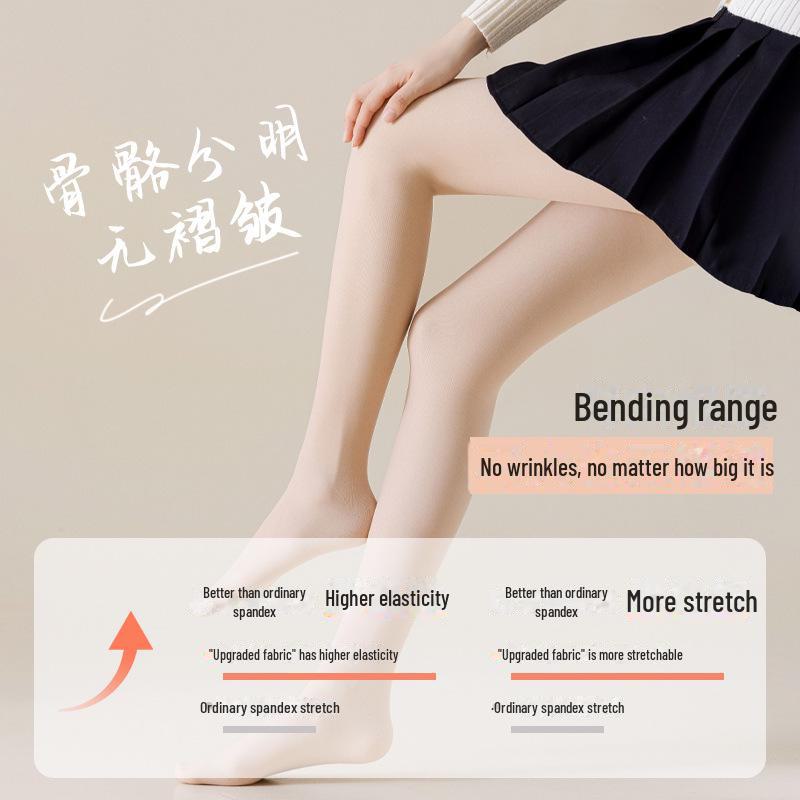 Women's Nude Double-Layer Button Pantyhose with Removable Velvet Lining - Thick Flesh-Colored Tights for Autumn and Winter