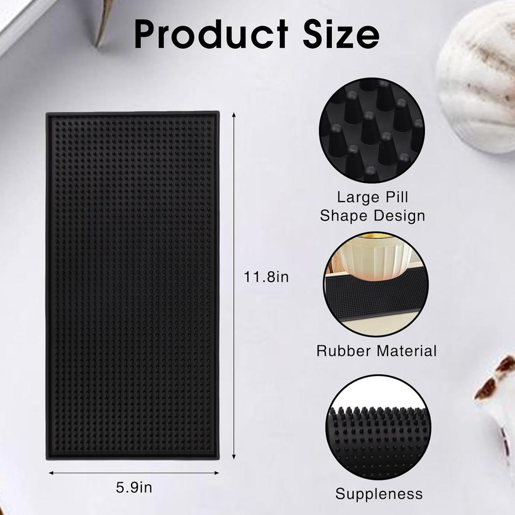 LOGJAM 2PCS Bar Mat 6" x 12" for Countertop, Small Rubber Bar Mats for Bartending Cocktail Bars Restaurants Kitchen