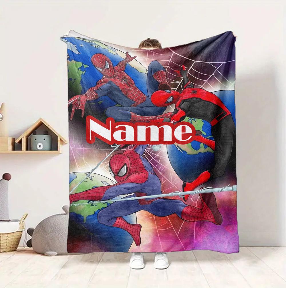 Custom Name Spider-Man Storm Flannel Blanket Throw Blanket Soft Warm Sofa Bed Decor Unique Gift