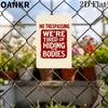 Vintage No Trespassing Metal Tin Sign - We're Tired of Hiding the Bodies - Funny Farmhouse Wall Decor for Man Cave Garage
