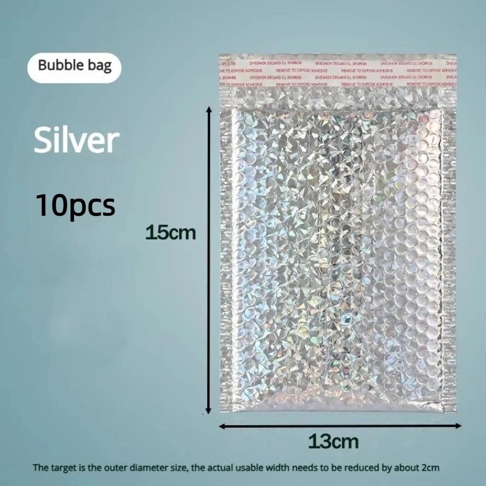 10pcs Holographic Shipping Bags Self-Sealing Foam Bag Portable Bubble Mailers Bag For Business