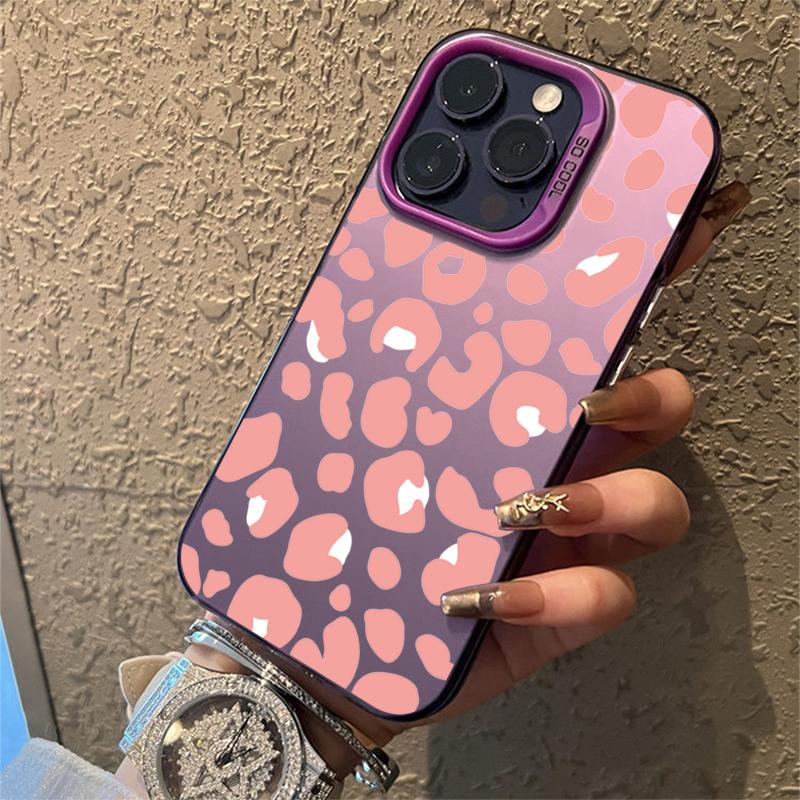 

Fashion Leopard Print Electroplate Silver IMD Phone Case For iPhone 15 14 13 12 11 16 Pro Max 7 8 Plus X XS Max Shockproof Cover iPhone 15 Plus