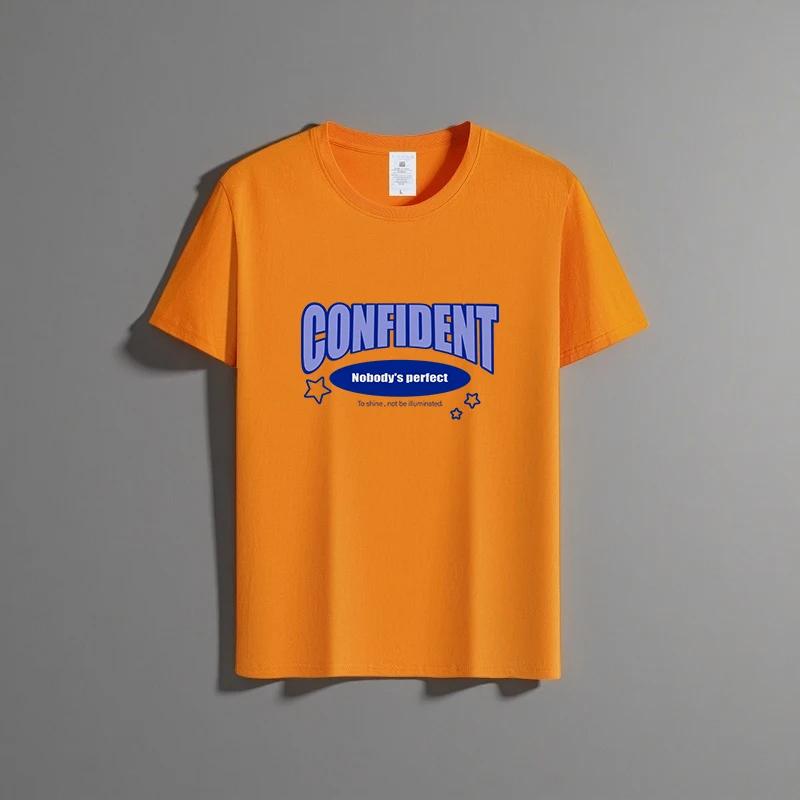 Letní nové unisex všestranné tričko z čisté bavlny módní ležérní top s kulatým výstřihem prodyšné volný střih potisk krátký rukáv