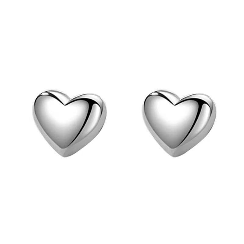 2024 New High-End S999 Sterling Silver Heart Earrings for Women