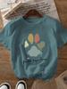 Faith Hope Love Paw Print Women's Tee - Boho Pet Graphic, Casual Dog Lover Top
