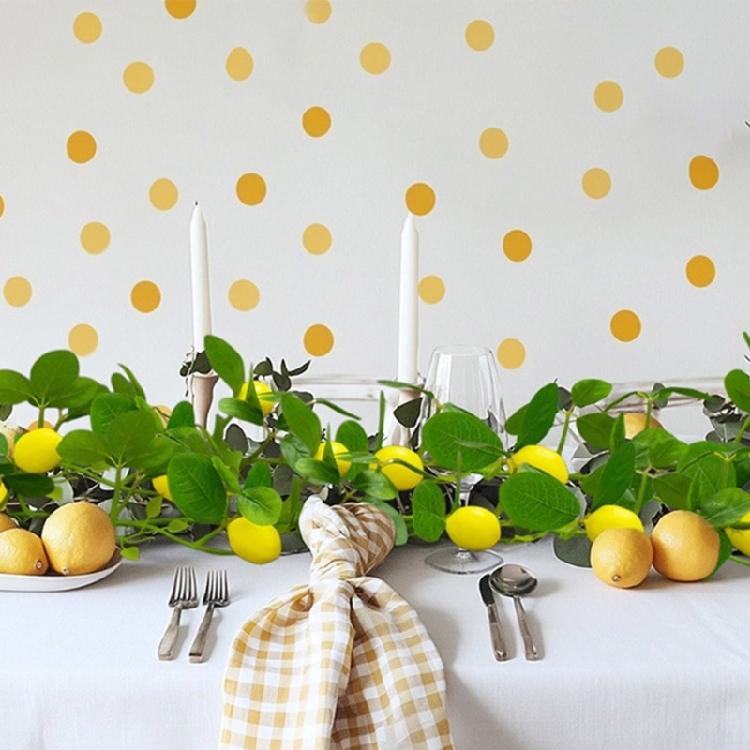 2Pieces Faux Lemon Branches Realistic Decorative Lemon Stem Faux Fruit Branches for Indoor and Outdoor Use