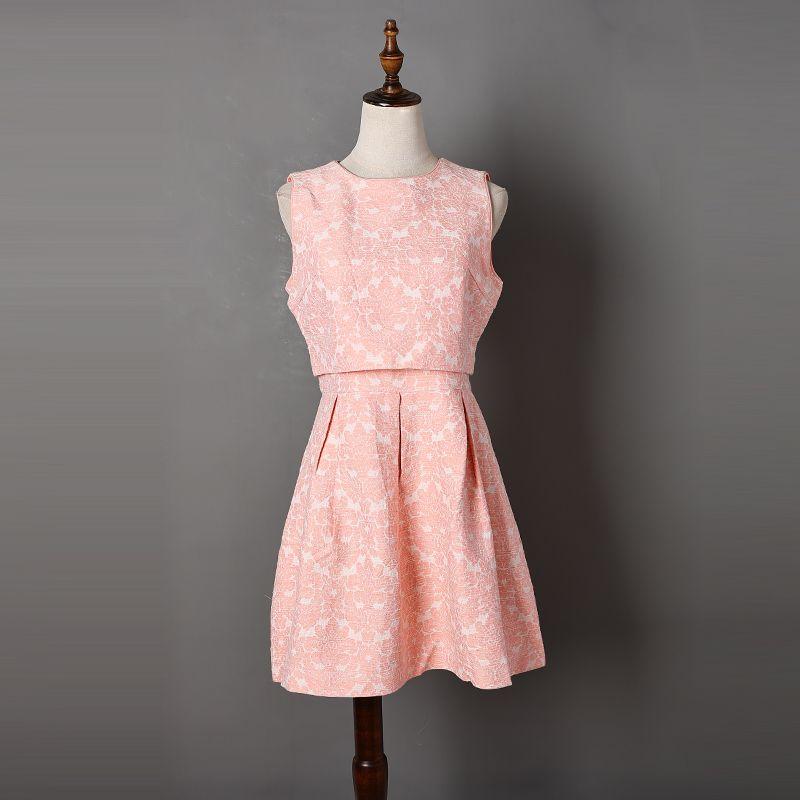 

Women s Dress Sleeveless Slim A- line Summer Wear Fashion Pink FL(L)