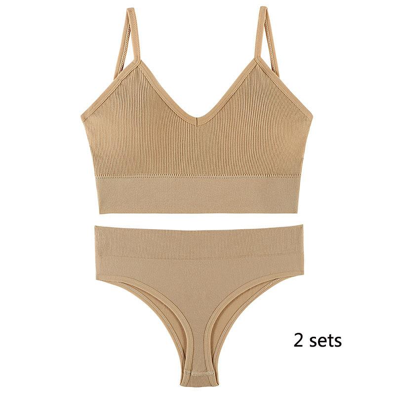 Underwear Set Lingerie Female Sexy Halter Beauty Tank Top Thin Section French Triangle Cup Without Steel Ring Gathered Bra Set