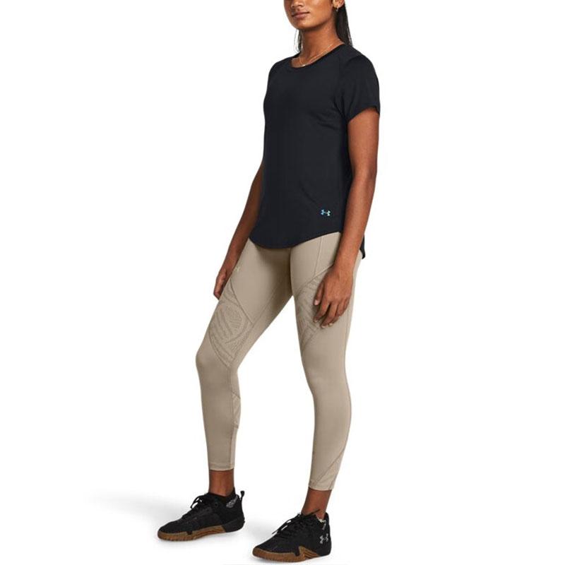 Under Armour Vanish Elite Vent Jednolity Kolor Dopasowany Treningowy Oddychający T-Shirt z Krótkim Rękawem Damskie Top Czarne 1383638-001