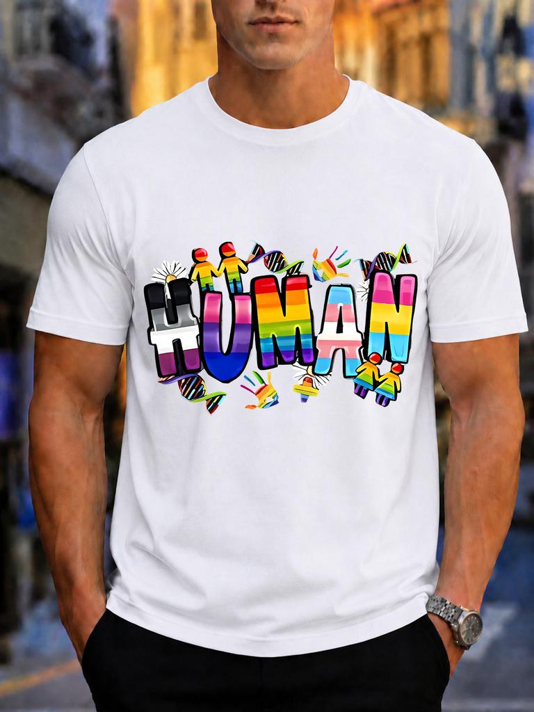 2026 New Pure Cotton T Shirt Multihuunisex Rainbow Graphic Unisexs Basic Top Casual Short