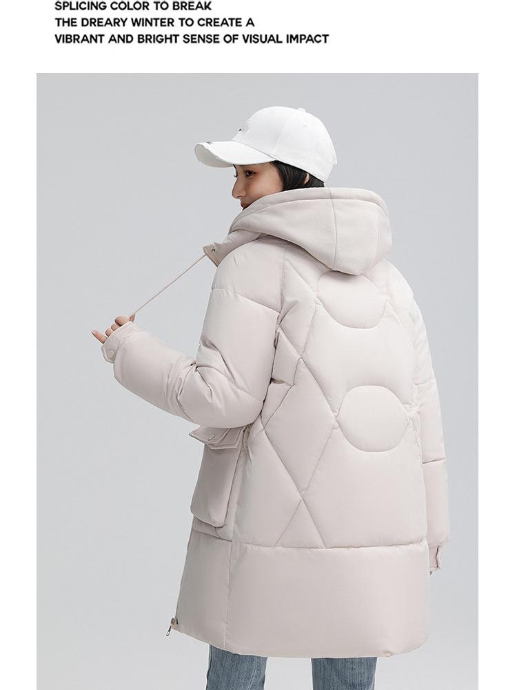 Autumn and Winter Women's Thickened Hooded Coat Loose Mid-length Fake Two-piece Windproof Warm Jacket Cold-proof Clothing