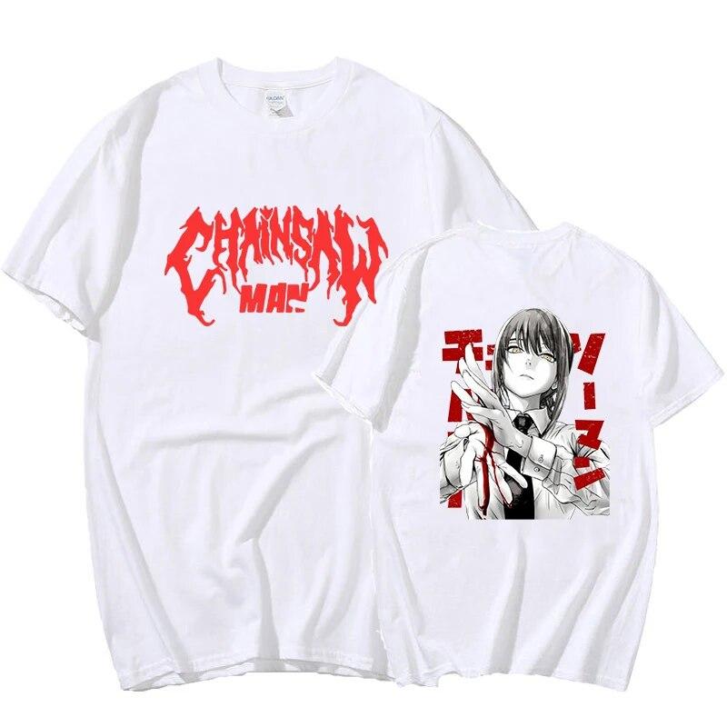 Japonské anime Chainsaw Unisexové tričko s grafickým potiskem Makima Unisex Unisex Trička vysoké kvality Ležérní volné tričko Harajuku Unisexové tričko
