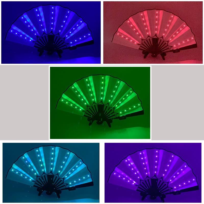 LED Luminous Lace Rose Folding Dance Fan - Chinese Style Wedding Accessory