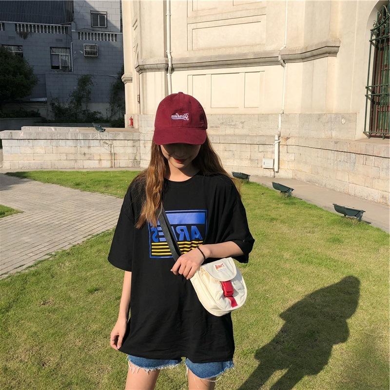 Letter Printed Short-sleeved T-shirt for Women's Summer Clothing Korean New Loose Base Shirt Women's Top