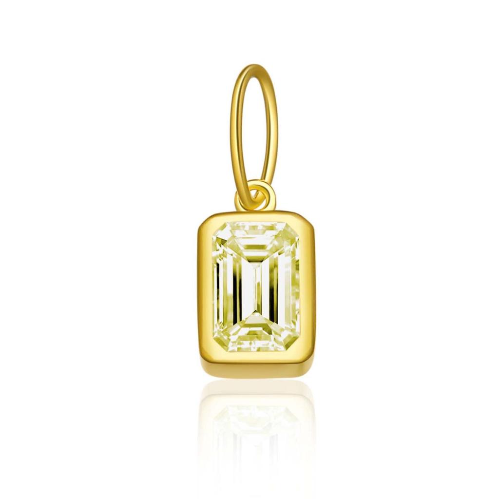 12 Birthstone Colored Zircon Square Pendant Necklace, S925 Sterling Silver, European & American Style