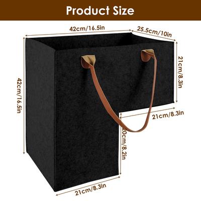 Stair Basket with Leather Handles Felt L-Shape Large Capacity Stair Step Bin Space Saving Staircase Storage Organizer Home