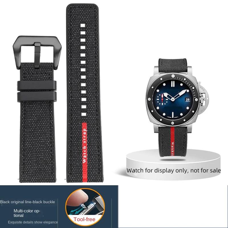 

ONEДля Panerai SUBMERSIBLE ремінець Luna Rossa PAM1466 PAM1391 PAM1565 Браслет Гумовий ремінець 22ММ 26мм Чоловічий 24мм Ремінець для годинника ВодонепроникнийMN 24mm-width