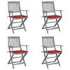 Day and Night - Day and Night Folding Garden Chairs 4 Pcs Cushions Solid Acacia Wood
