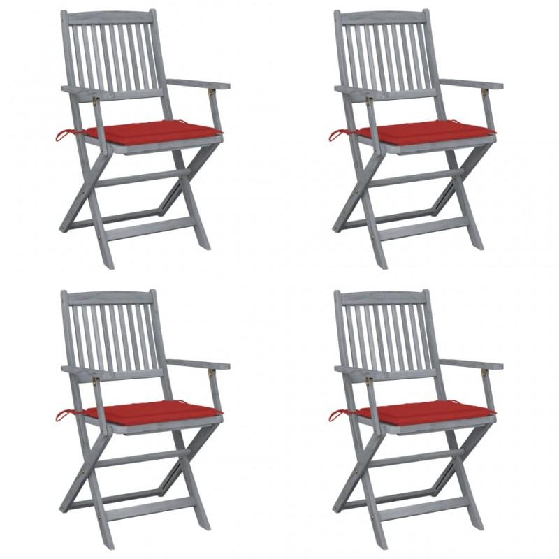 Day and Night - Day and Night Folding Garden Chairs 4 Pcs Cushions Solid Acacia Wood