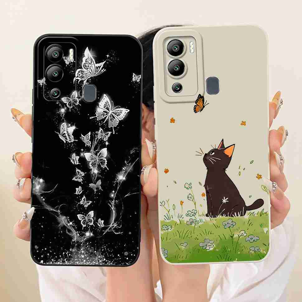 Cat Butterfly Case For Infinix Hot 12i Cases Soft Silicone Back Cover For Infinix Hot 12 i 12i Hot12i Case X665B X665 Fundas