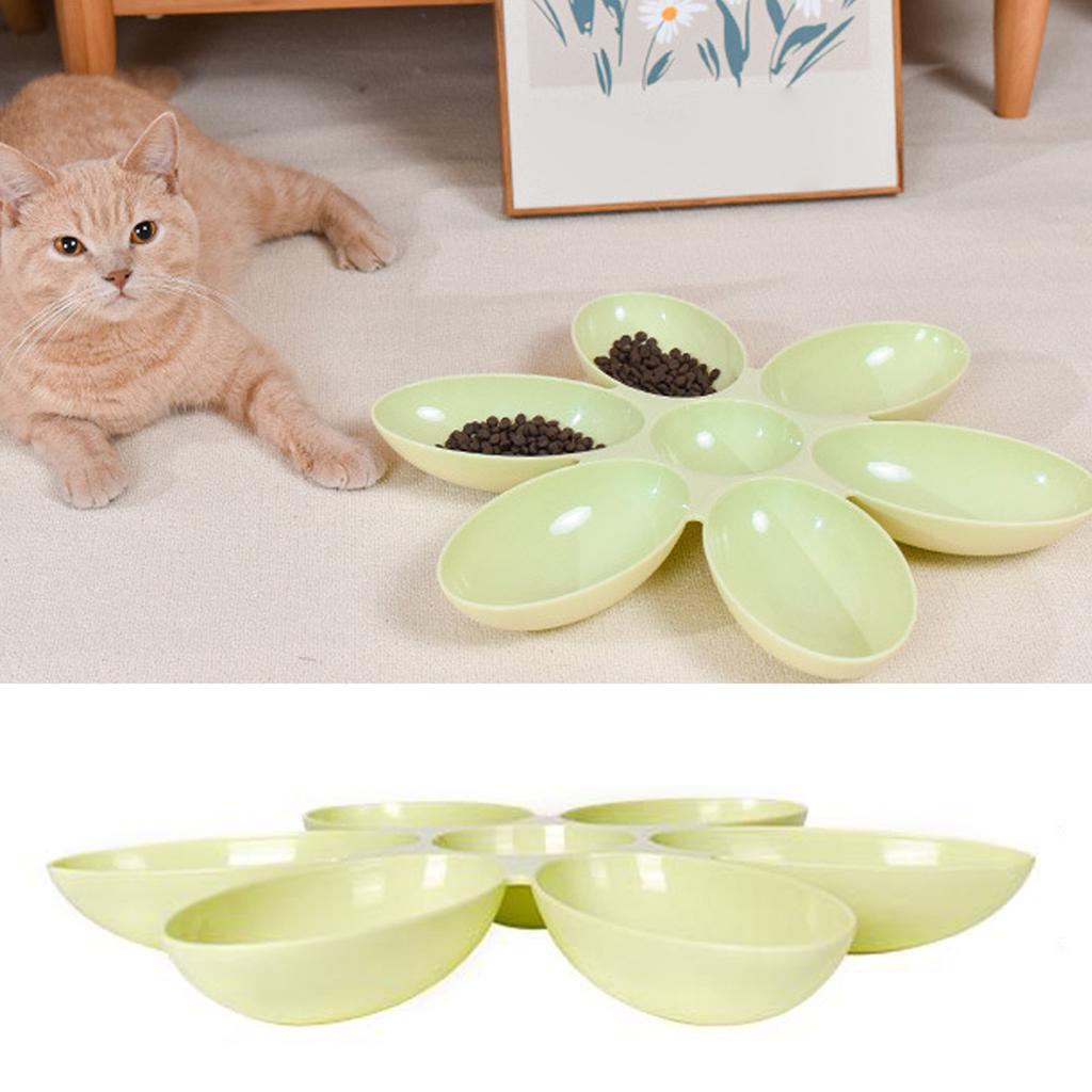 Flower Petals Shaped Pet Feeding Bowl 6 Grids Cat Food Bowl Multifunction Food and Water Cat Dishes for Small Cats and