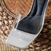 Fashion Luxury Rhinestone Thin Heel Women Sandals Transparent PVC Square Toe Slide Sandals Summer Fashion Sexy Open Toe Designer Shoes