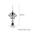 Ethnic Style Red Garnet Dangle Earrings, Sterling Silver s925, European & American Versatile Jewelry