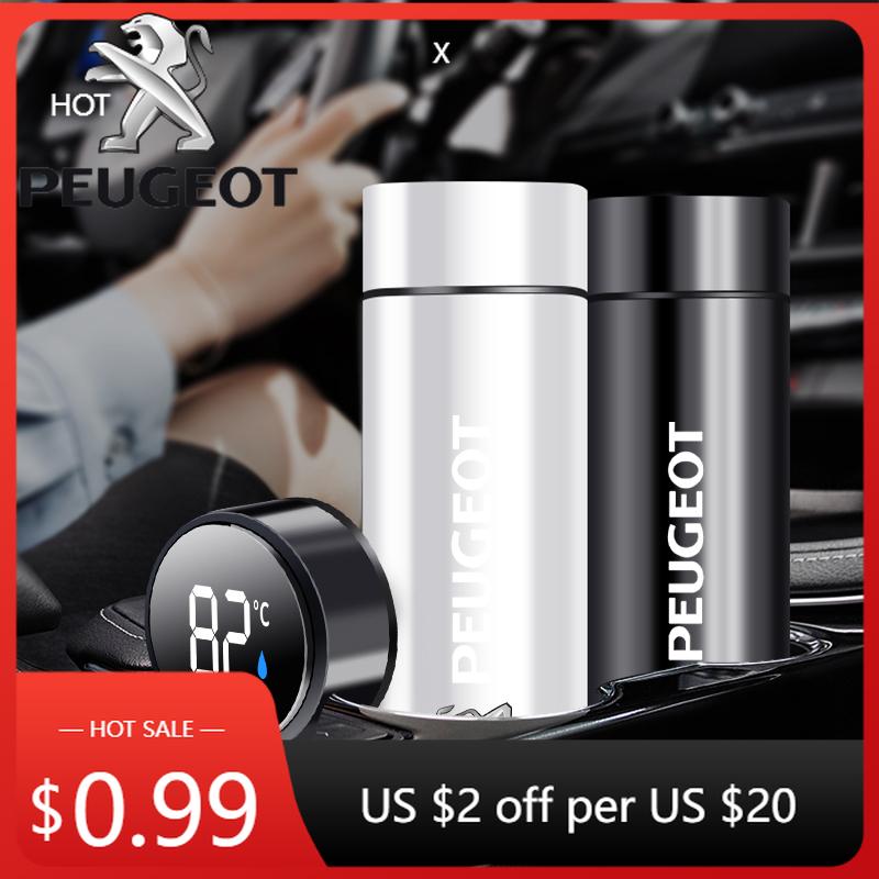 Adesivo Auto Logo Auto 500ml Termos Smart Portatile per Auto Tazza con Display Temperatura Per Peugeot 308 408 508 RCZ 208 3008 2008 2