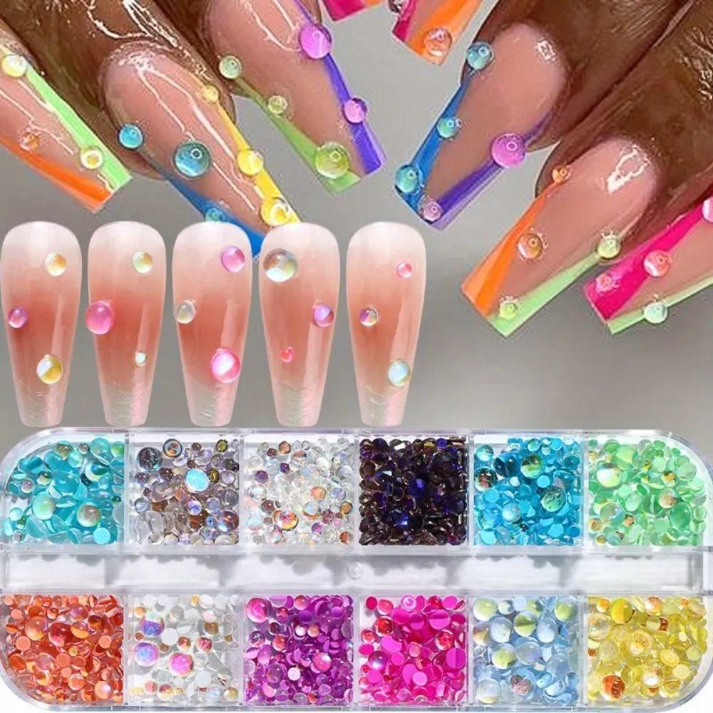 1 Box Half Spherical Glass Nail Art Charms DIY Aurora Nail Decorations  Manicure Accessories