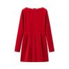 Women's Elegant Beaded Velvet Square Neck Rhinestone Long Sleeve Dress – Winter Formal/ New Year’s Dress