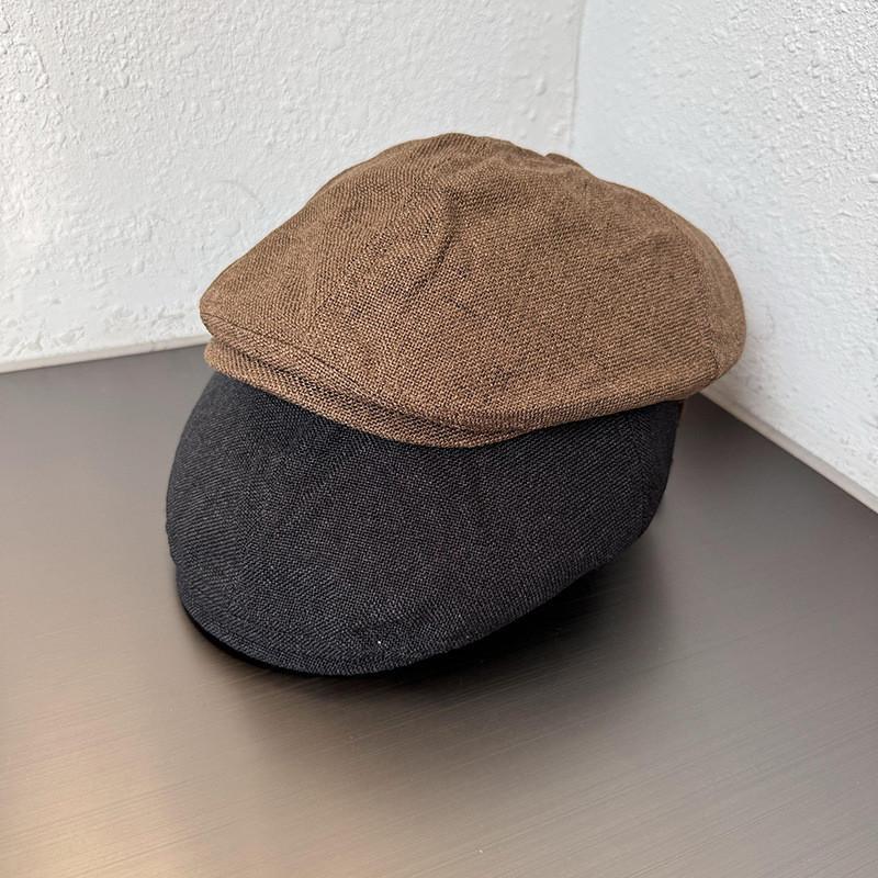 Simple Solid Color Cotton Linen Neutral Casual Beret For Autumn Casual Looks