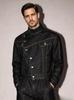American retro black stand-up collar slanted denim jacket men's ruffian handsome locomotive short jacket