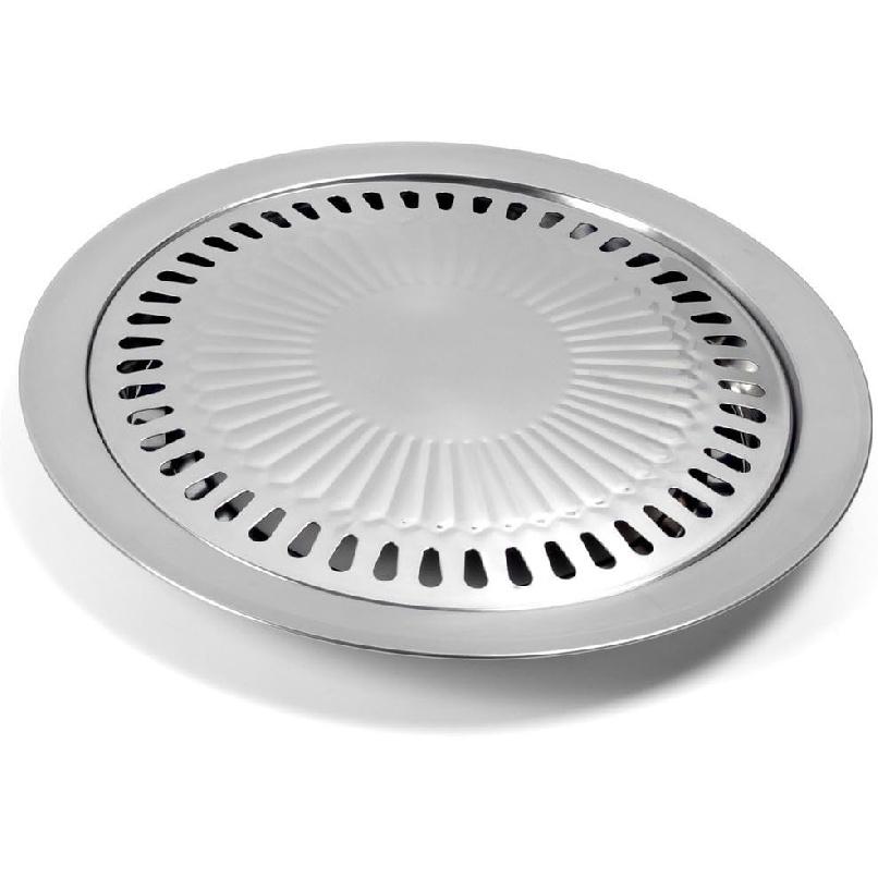 Korean BBQ Grill Pan, Stovetop Korean BBQ Non-stick Round Barbecue Grill Pan, Smokeless Barbecue Plate for Indoor Outdoor Grilling, Stovetop Grill