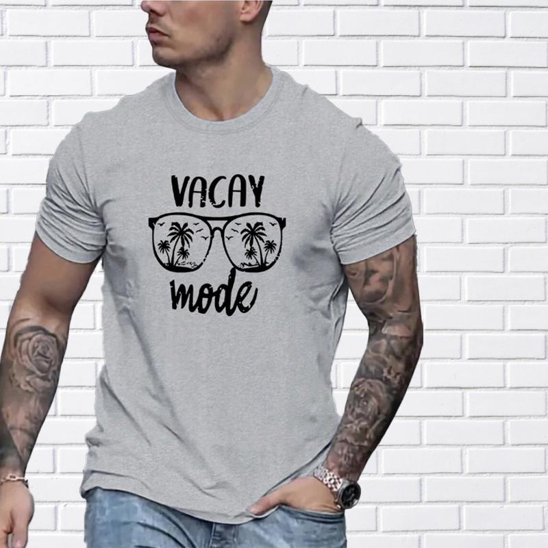 Новая летняя мужская модная футболка с принтом в очках и островом — фото 3